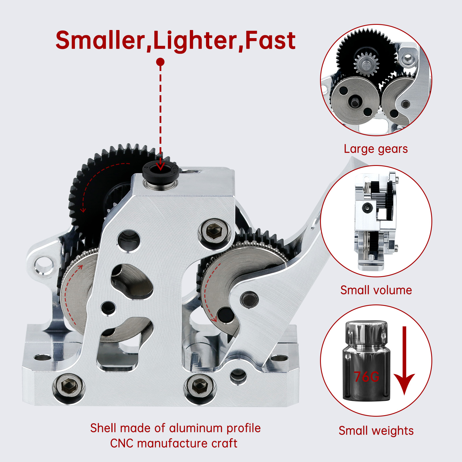 HGX LITE 듀얼 기어 하드 스틸 감속 압출기 고속 - Direct Drive Dual Gear Extruder High Speed 리뷰 및 가격